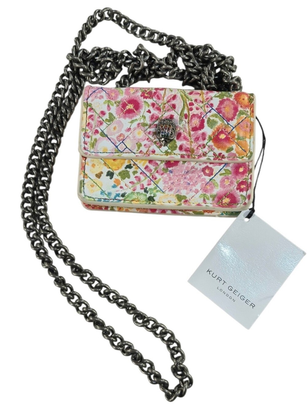 Kurt Geiger London FC Micro Kensington Floral Chain Crossbody Bag NWT Mulitcolor